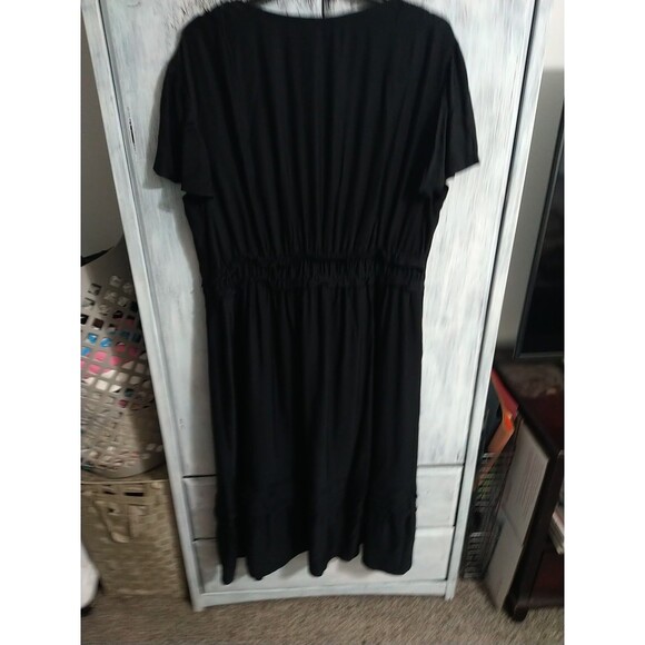 J. Jill Maxi V-neck Ruffled Sleeve Dress Black Nwt 3x Boho Feminine - Picture 10 of 13